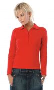 Damen Poloshirt Langarm / B&C Safran Pure LSL Women...