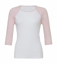 Damen Baseballshirt Shirt 3/4-Arm / Bella 2000 XXL White/Pink
