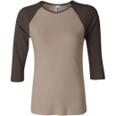 Damen Baseballshirt Shirt 3/4-Arm / Bella 2000 XXL Tan/Chocolate
