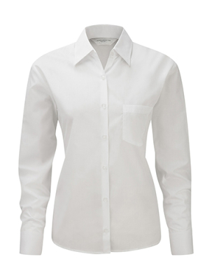 Ladies LS Poplin Shirt / Russell 0R934F0 XS (34)-White