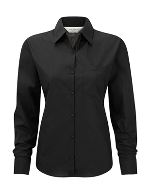 Ladies LS Poplin Shirt / Russell 0R934F0 L (40)-Black