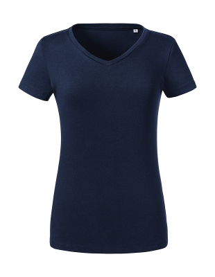 Ladies Pure Organic V-Neck Tee bis Gr.2XL / Russell R-103F-0 2XL-French Navy
