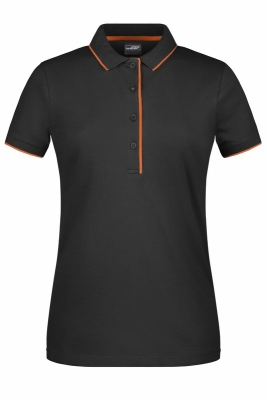 Ladies Polo Stripe Streifen / JN727 James Nicholson XS-Black/Orange