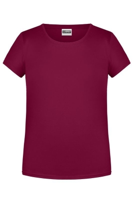 Mädchen Basic-T Shirt bis Gr.2XL / James & Nicholson 8007G S (110/116) Wine