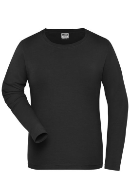 Ladies BIO Stretch-Longsleeve Work - SOLID / James & Nicholson JN1803 S-Black