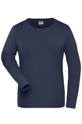 Ladies BIO Stretch-Longsleeve Work - SOLID / James & Nicholson JN1803 M-Navy