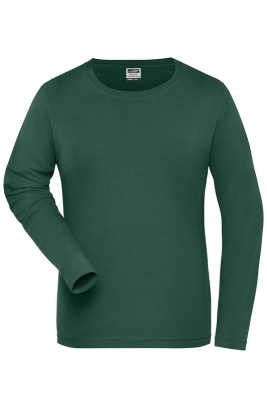 Ladies BIO Stretch-Longsleeve Work - SOLID / James & Nicholson JN1803 3XL-Dark-Green