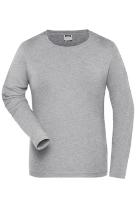 Ladies BIO Stretch-Longsleeve Work - SOLID / James & Nicholson JN1803 4XL-Grey Heather