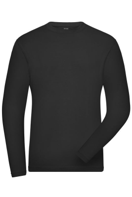 Mens BIO Stretch-Longsleeve Work, UV-Schutz / James & Nicholson JN1804 2XL-Black