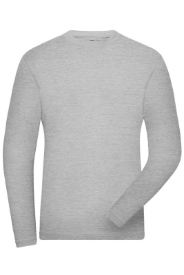 Mens BIO Stretch-Longsleeve Work, UV-Schutz / James & Nicholson JN1804 4XL-Grey Heather