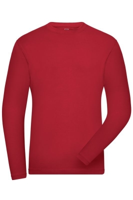 Mens BIO Stretch-Longsleeve Work, UV-Schutz / James & Nicholson JN1804 5XL-Red