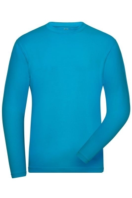 Mens BIO Stretch-Longsleeve Work, UV-Schutz / James & Nicholson JN1804 6XL-Turquoise