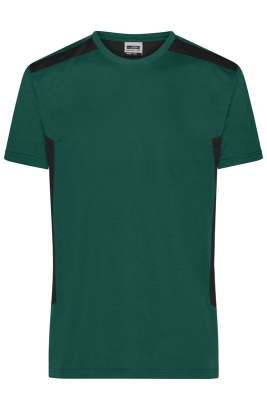 Herren Workwear T-Shirt - STRONG / James & Nicholson JN1824 L-Dark Green/Black