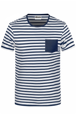 Mens T-Shirt Striped Baumwolle bis Gr.3XL / James & Nicholson JN-8028