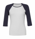 Damen Baseballshirt Shirt 3/4-Arm / Bella 2000 L White/Navy