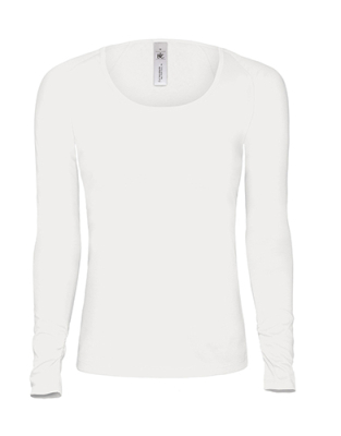 Damen Langarm-Shirt Ovale Neck / TW261 M White