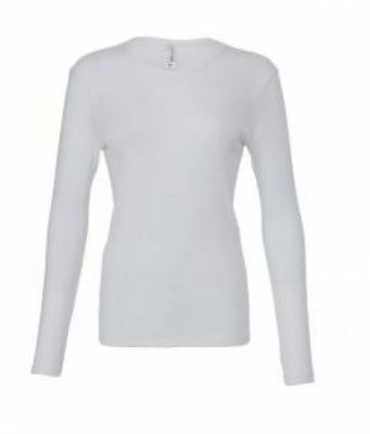 Damen Langarm Shirt / Bella 5001 S White