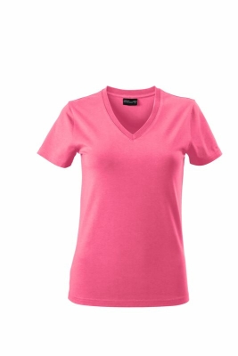 Damen V-Tshirt bis Gr.2XL / James &amp; Nicholson  S Pink