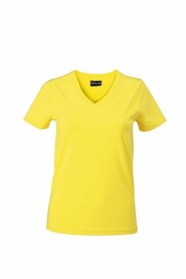 Damen V-Tshirt bis Gr.2XL / James &amp; Nicholson  S Yellow