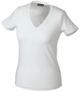 Damen V-Tshirt bis Gr.2XL / James &amp; Nicholson  L White