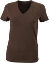 Damen V-Tshirt bis Gr.2XL / James &amp; Nicholson  L Brown