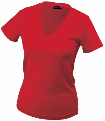 Damen V-Tshirt bis Gr.2XL / James &amp; Nicholson  L Red