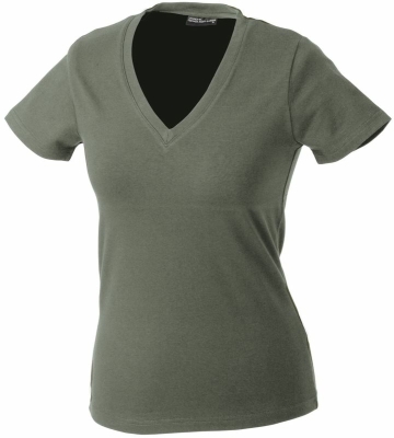 Damen V-Tshirt bis Gr.2XL / James &amp; Nicholson  XL Olive