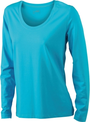 Ladies Stretch Shirt Long-Sleeved / James & Nicholson JN927 M-Turquoise