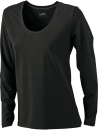Ladies Stretch Shirt Long-Sleeved / James & Nicholson JN927 L-Black