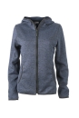 Ladies Knitted Fleece Hoody / James Nicholson JN588 M-denim-melange/black
