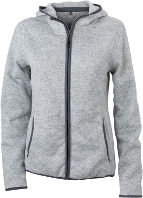 Ladies Knitted Fleece Hoody / James Nicholson JN588 XL-light-melange/carbon