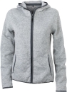 Ladies Knitted Fleece Hoody / James Nicholson JN588 2XL-light-melange/carbon