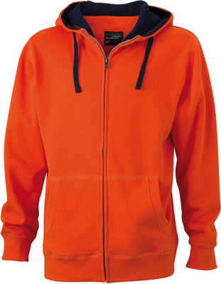 Ladies Lifestyle Zip-Hoody / James Nicholson JN962 S-Dark Orange/Navy