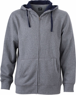 Ladies Lifestyle Zip-Hoody / James Nicholson JN962 2XL-Grey Melange/Navy