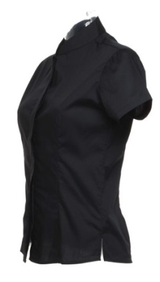 Womens Tailored Fit Mandarin Collar SSL / Kustom Kit KK736 2XL-Black