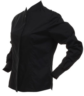 Womens Tailored Fit Mandarin Collar Shirt / Kustom Kit KK740 S-Black