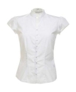 Womens Tailored Fit Mandarin Collar Blouse SSL / Kustom Kit KK727 L-White