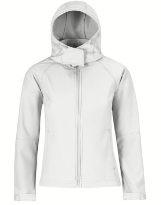 Damen Kapuzen Softshell Jacke / B&C Hooded Softshell Women M White