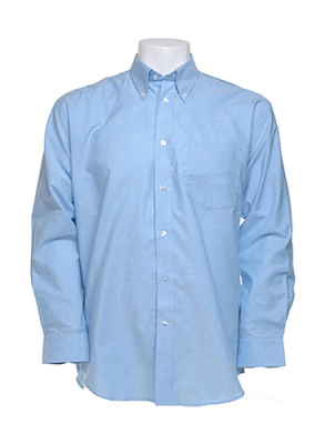 Oxford Langarm Herrenhemd / Kustom Kit KK351  16.5 Inch (42cm Halsumfang) Light Blue