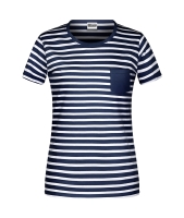 Ladies T-Shirt Striped Baumwolle bis Gr.2XL / James & Nicholson JN-8027